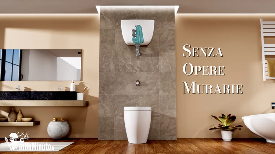 rendering iperailistico bagno ambientazione